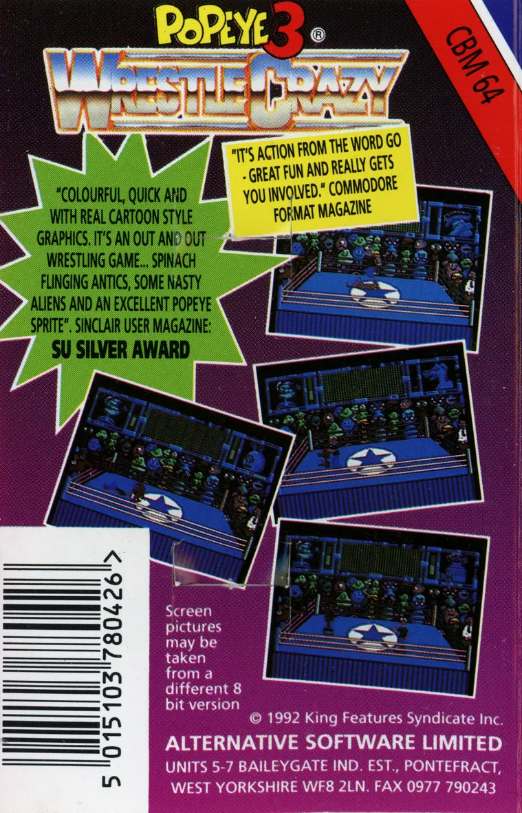 Popeye 3: WrestleCrazy box back
