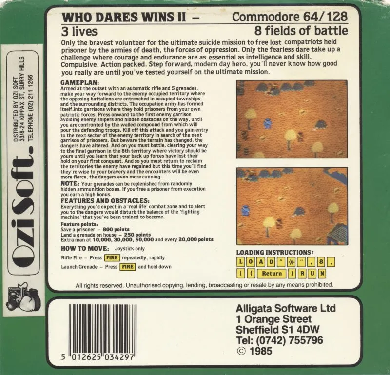 Who Dares Wins II box back