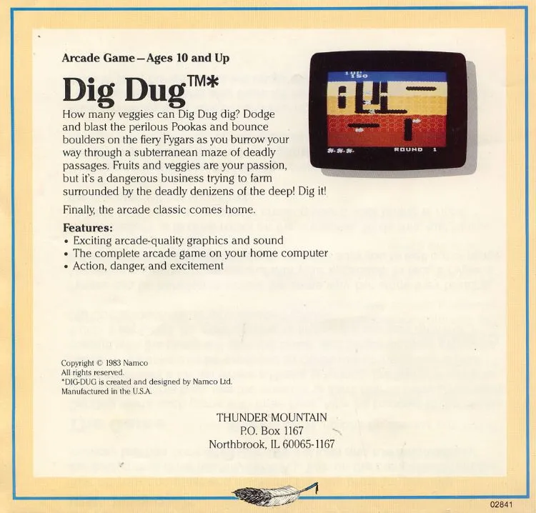 Dig Dug box back