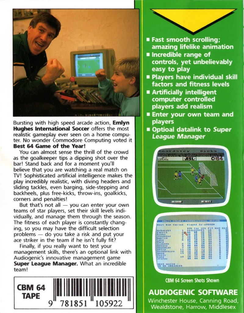 Emlyn Hughes International Soccer box back