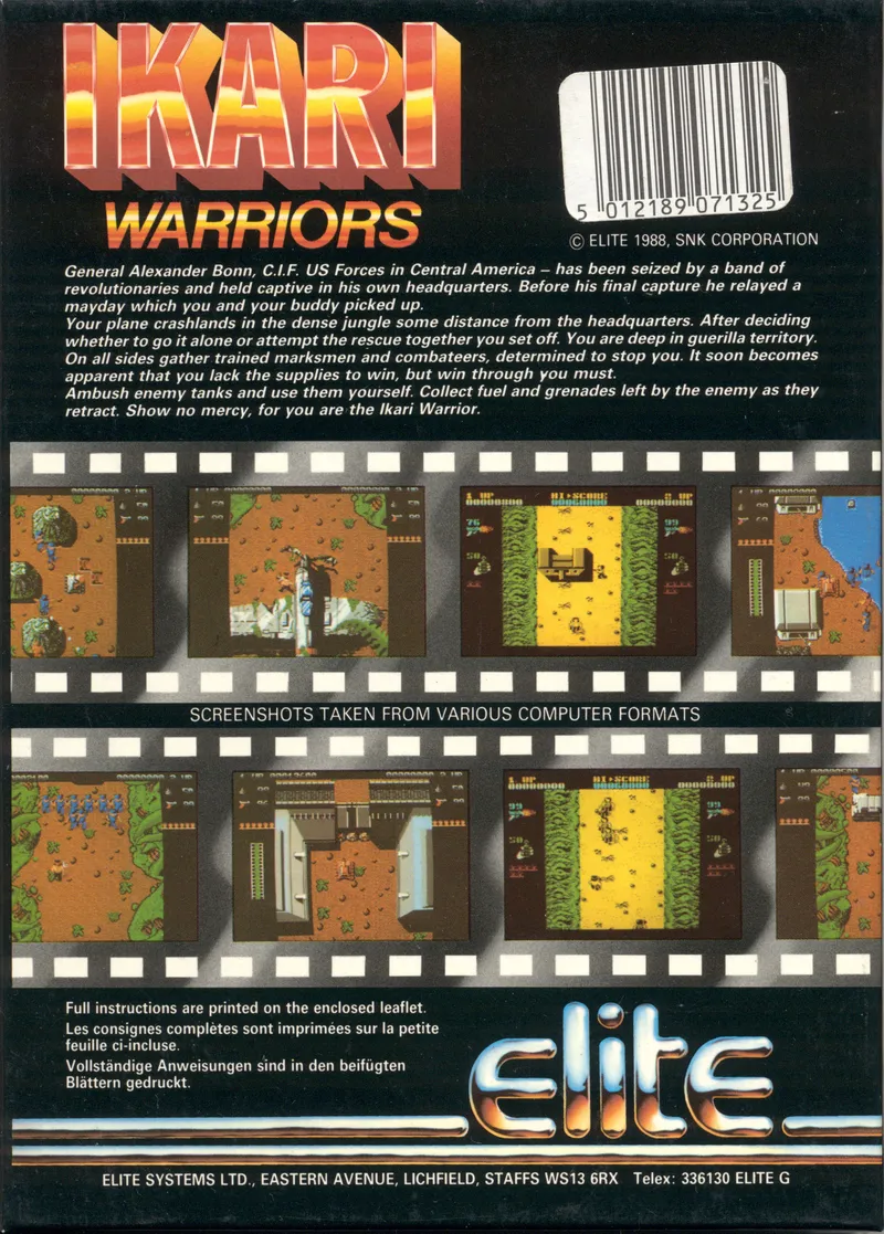 Ikari Warriors (Europe) box back