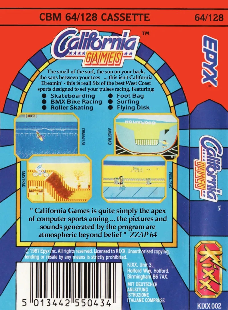California Games box back