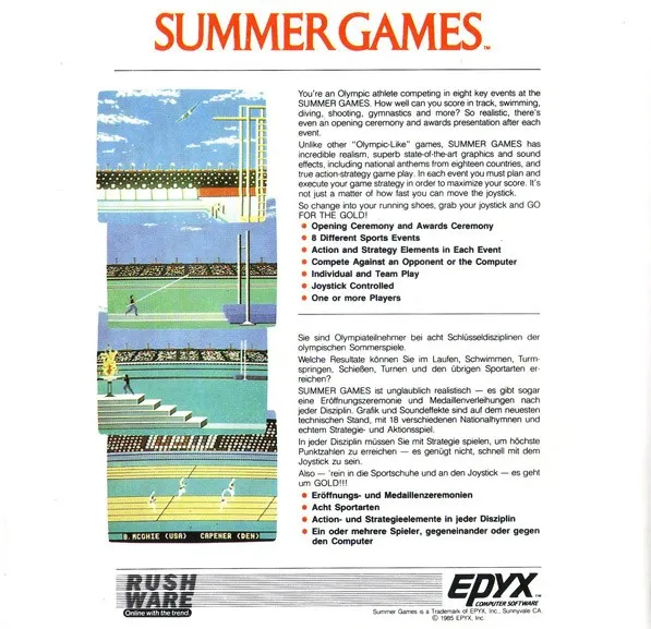 Summer Games box back