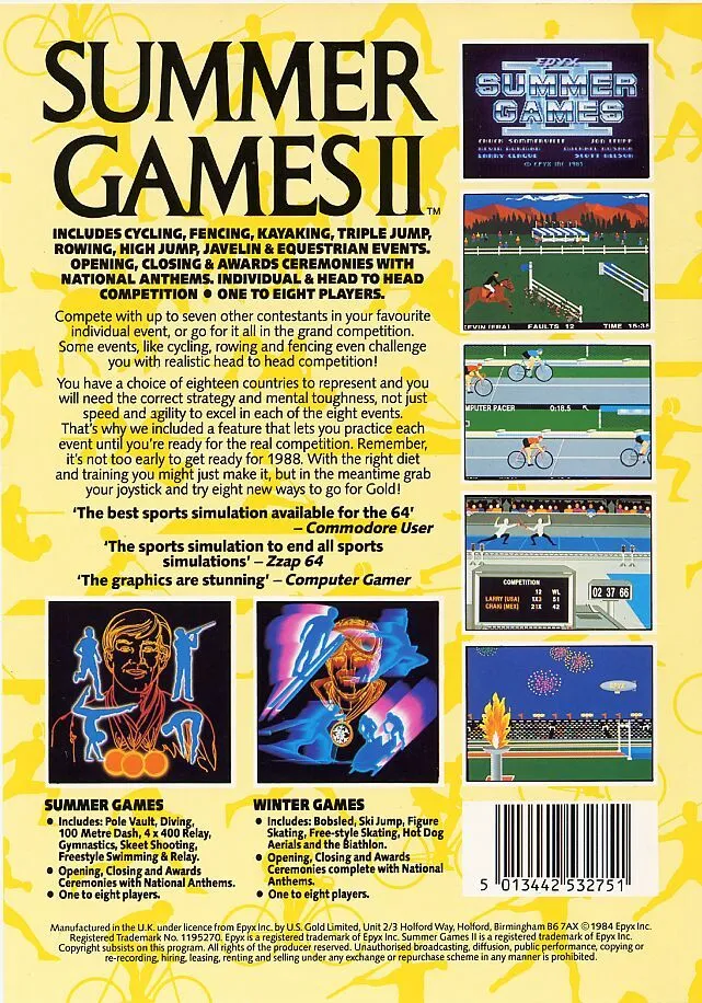 Summer Games II box back