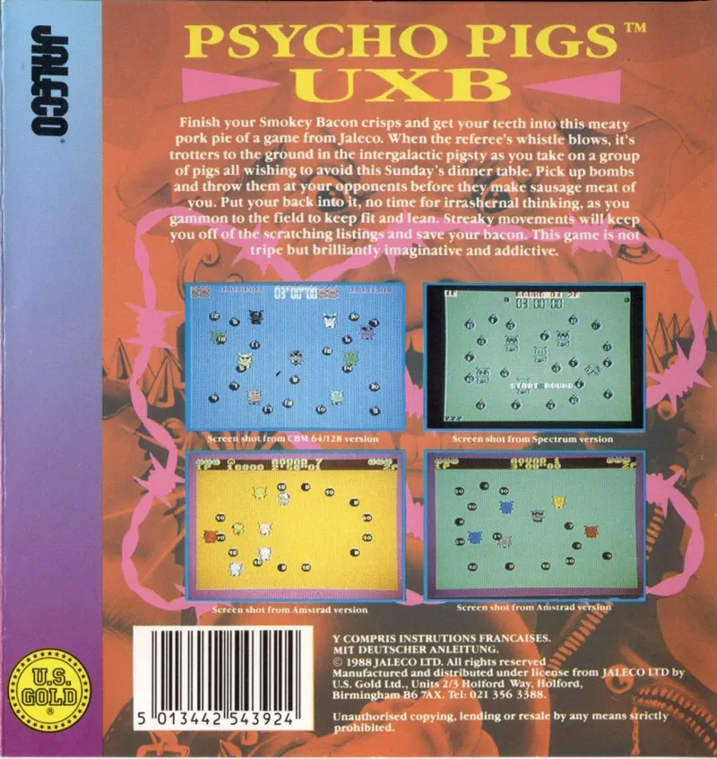 Psycho Pigs U.X.B. box back