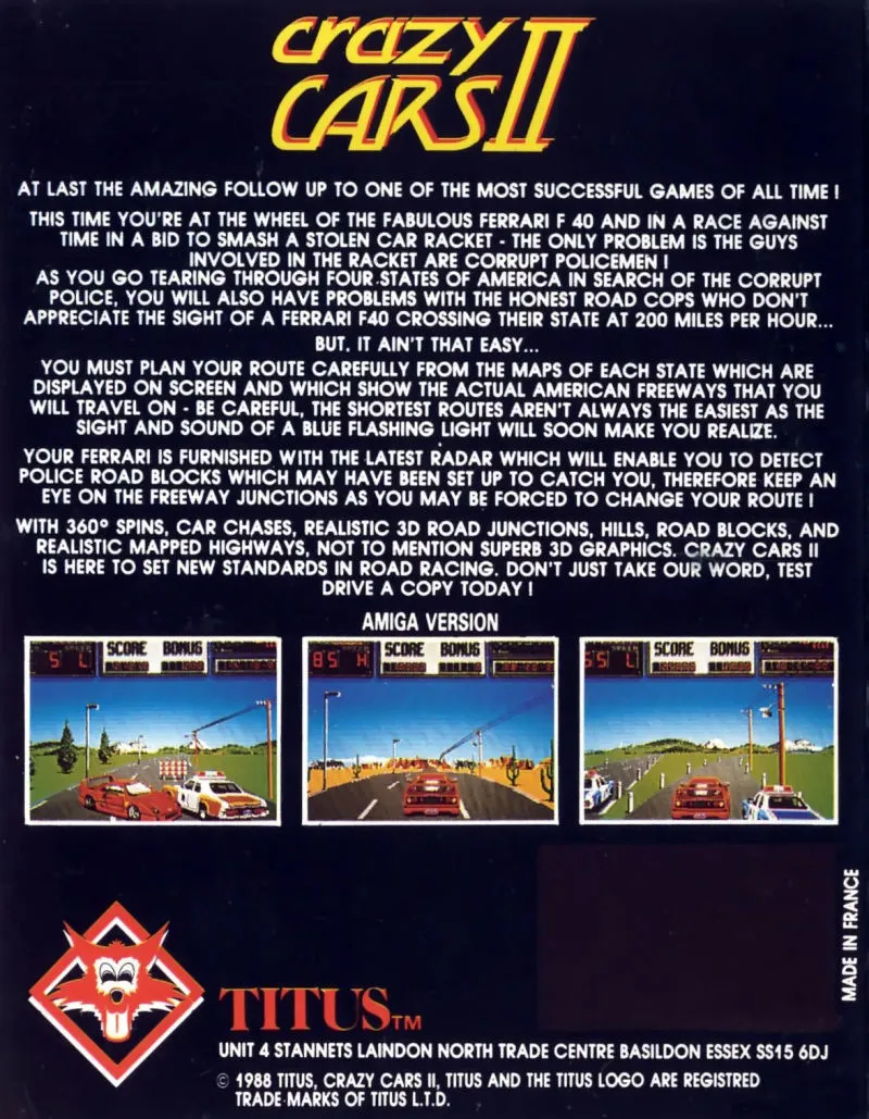 Crazy Cars II box back