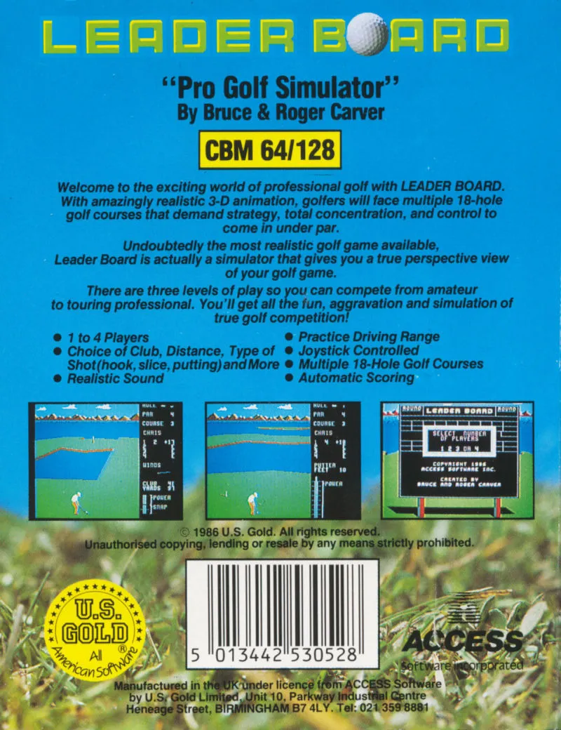 Leader Board: Pro Golf Simulator box back