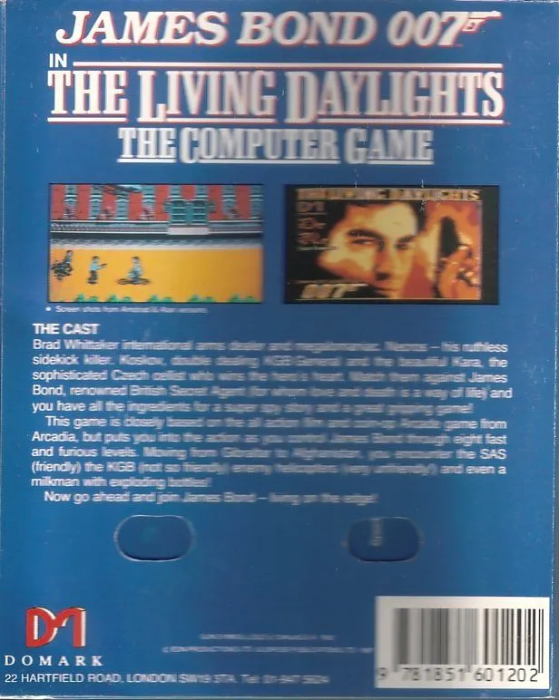 James Bond 007 in The Living Daylights: The Computer Game box back