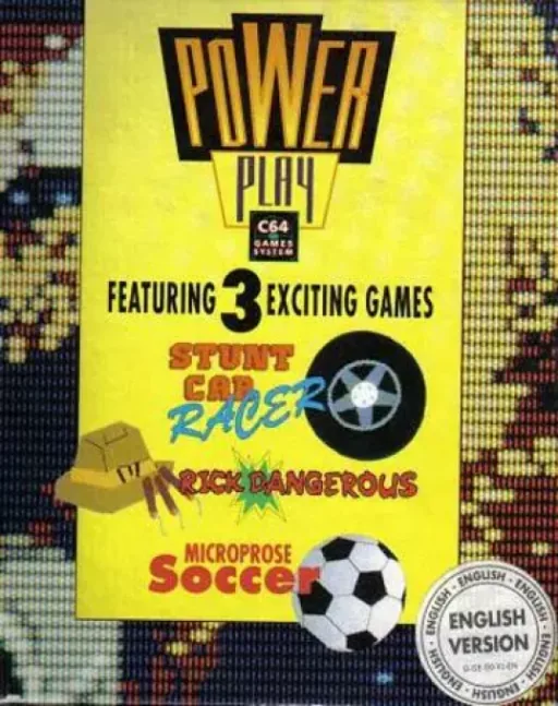 MicroProse Soccer + Rick Dangerous + Stunt Car Racer (Europe) (Power Play) cover art for Commodore 64