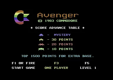Avenger (USA, Europe) (v03) (MAX) title screen