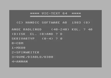 VIC-Text 64 title screen
