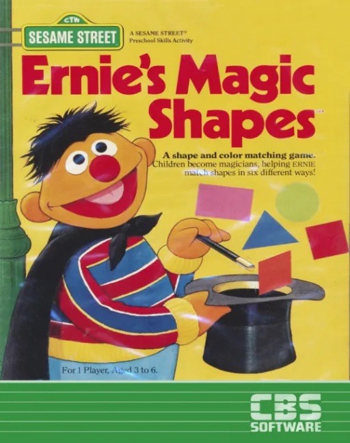 Ernie's Magic Shapes cover art for Commodore 64