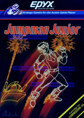 Jumpman Junior cover art for Commodore 64