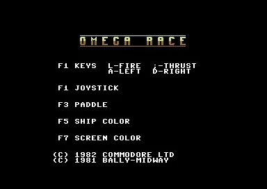 Omega Race title screen