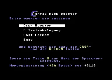 Conrad Disk Booster title screen