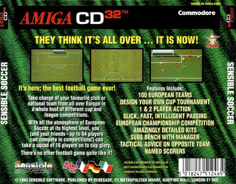 Sensible Soccer: European Champions box back