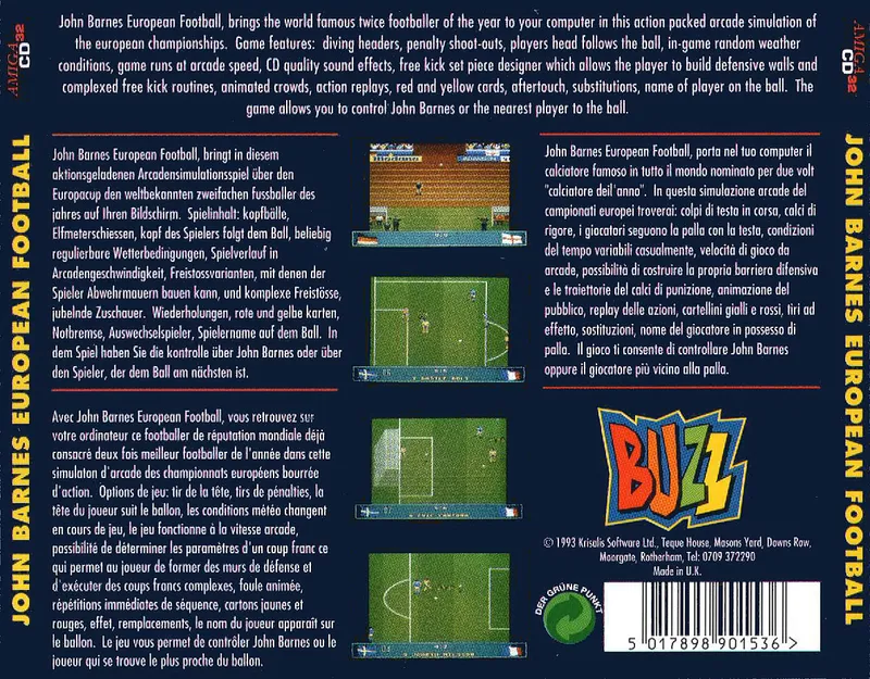 John Barnes European Football box back