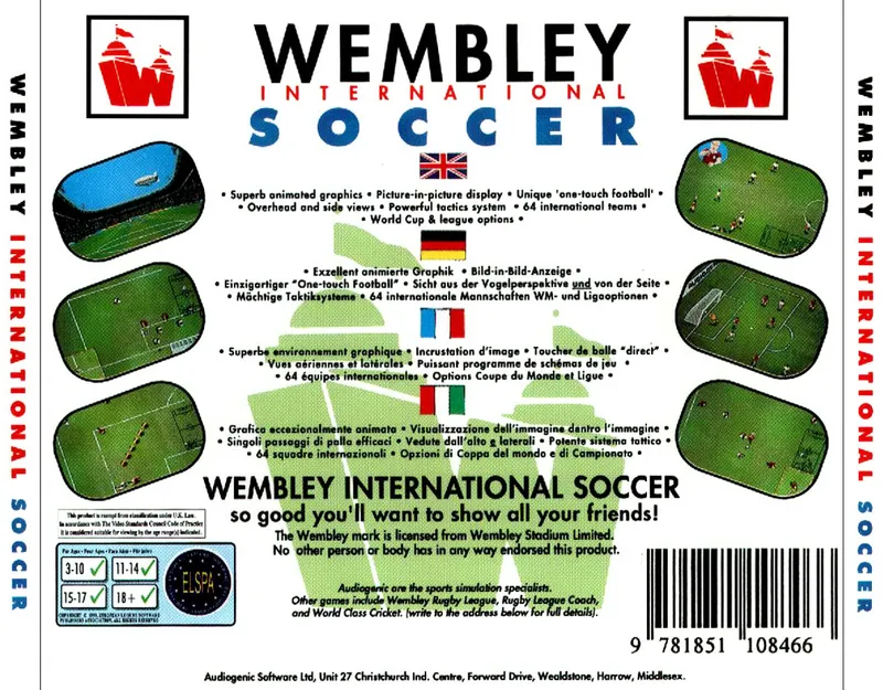Wembley International Soccer box back