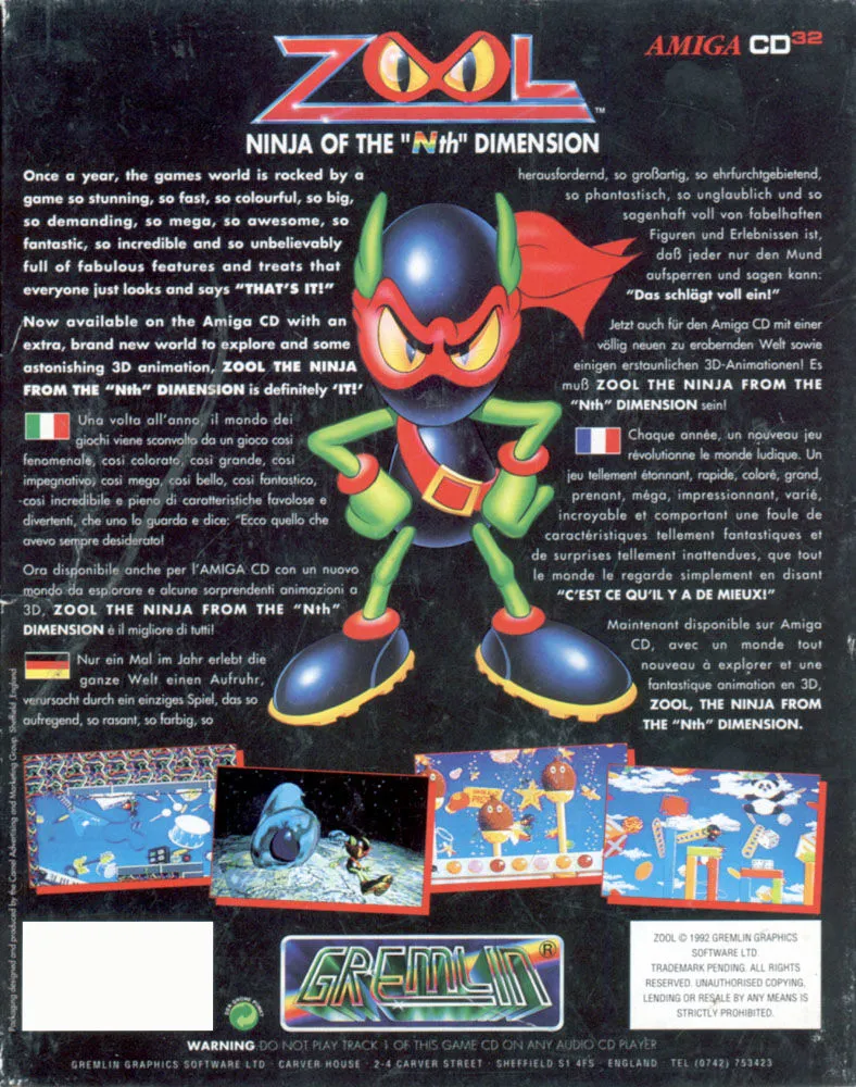 Zool: Ninja of the 'Nth' Dimension box back
