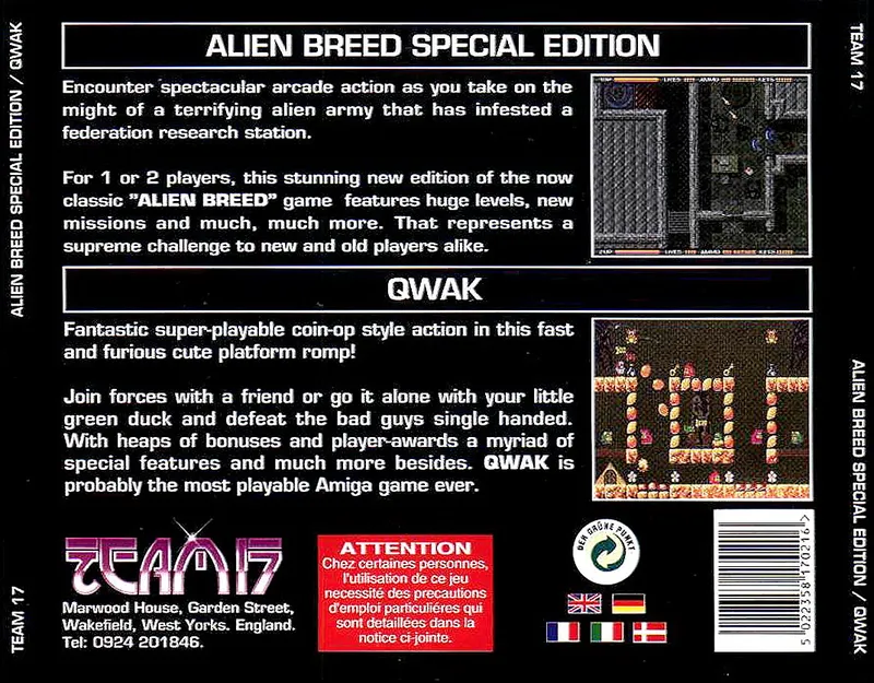 Alien Breed '92 Special Edition & Qwak box back