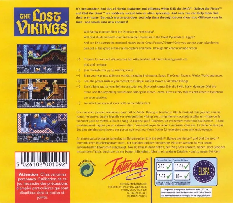 The Lost Vikings box back