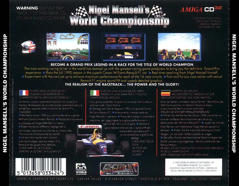 Nigel Mansell's World Championship box back