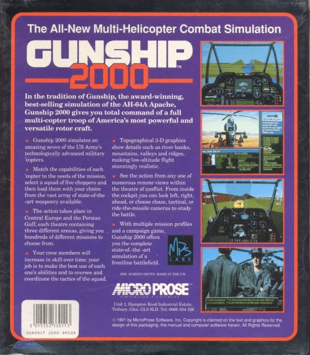 Gunship 2000 box back