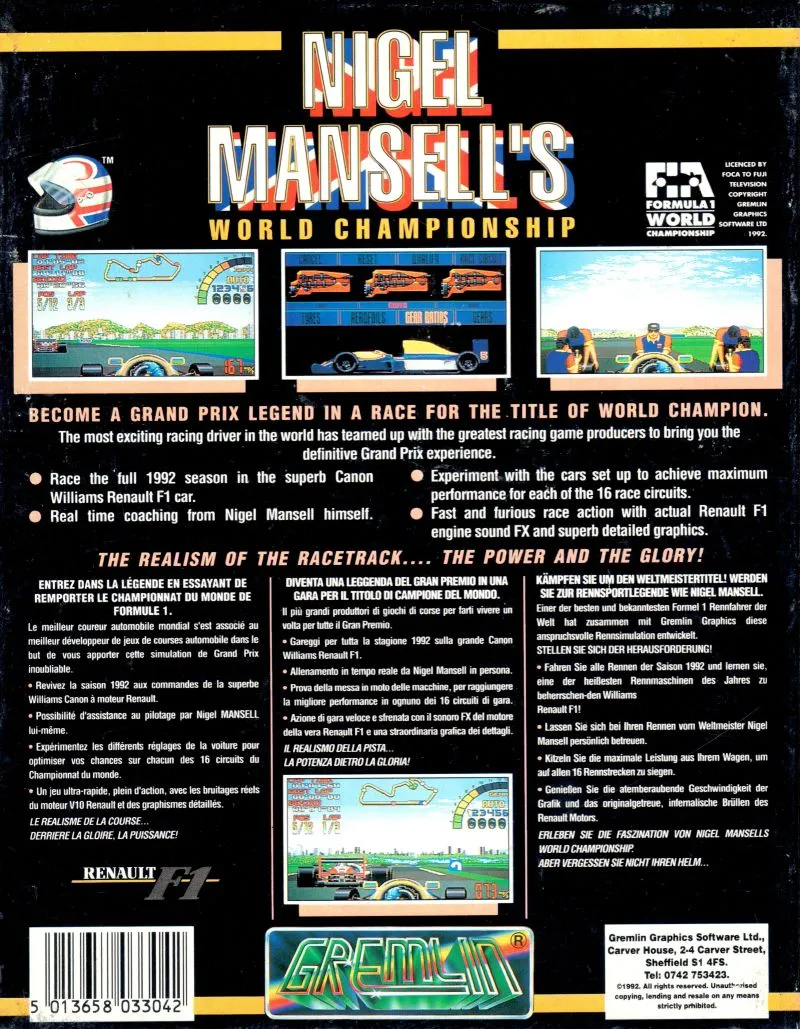 Nigel Mansell's World Championship box back