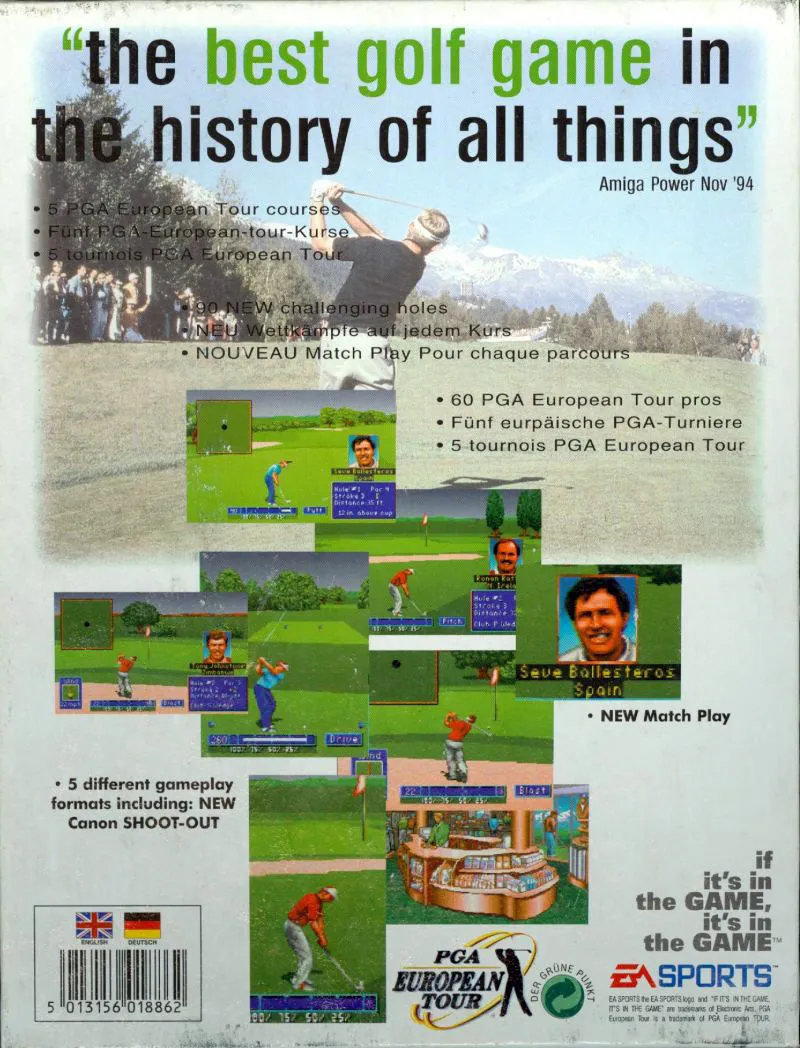 PGA European Tour box back