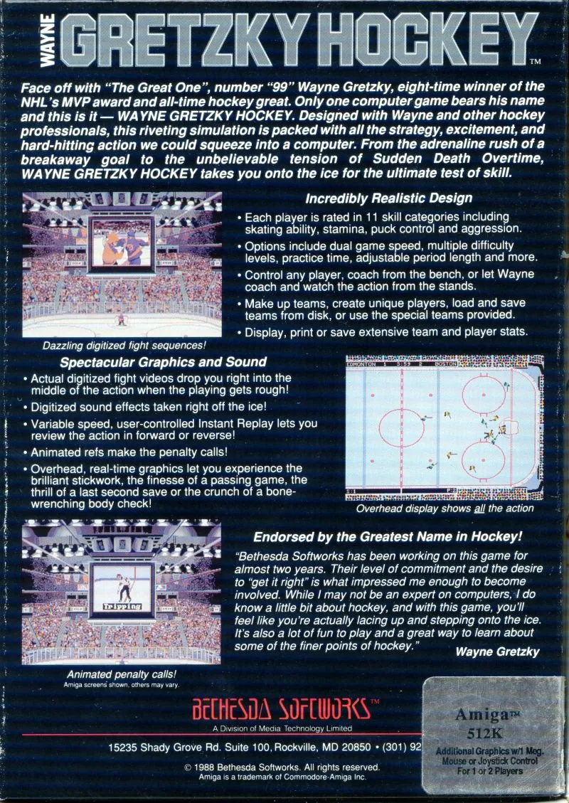 Wayne Gretzky Hockey box back