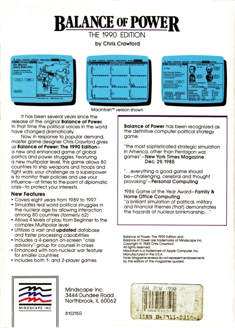 Balance of Power: The 1990 Edition box back
