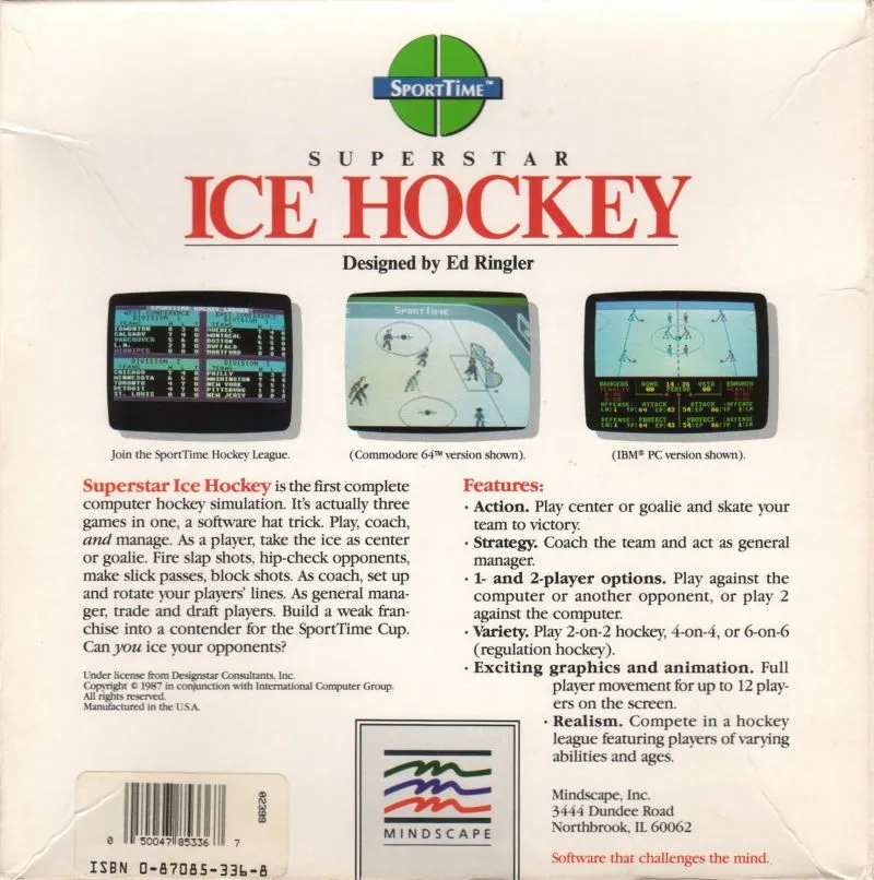 Superstar Ice Hockey box back