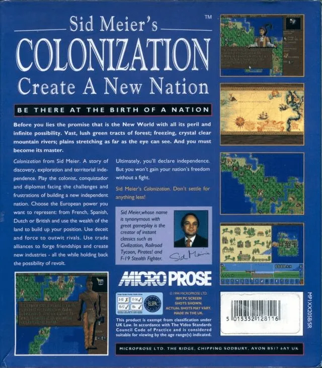 Sid Meier's Colonization box back