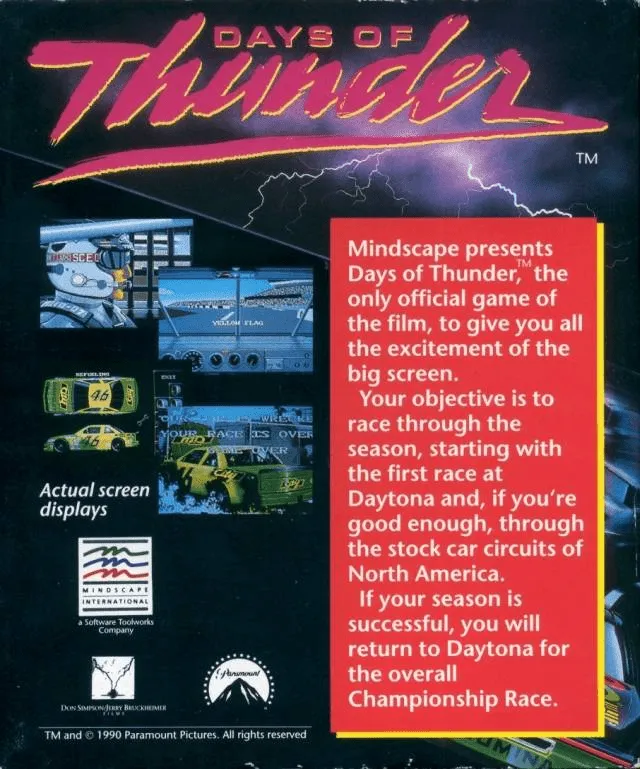 Days of Thunder box back