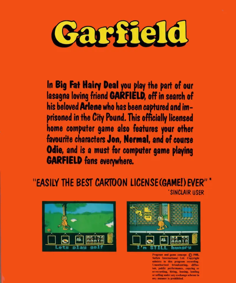 Garfield: Big, Fat, Hairy Deal box back