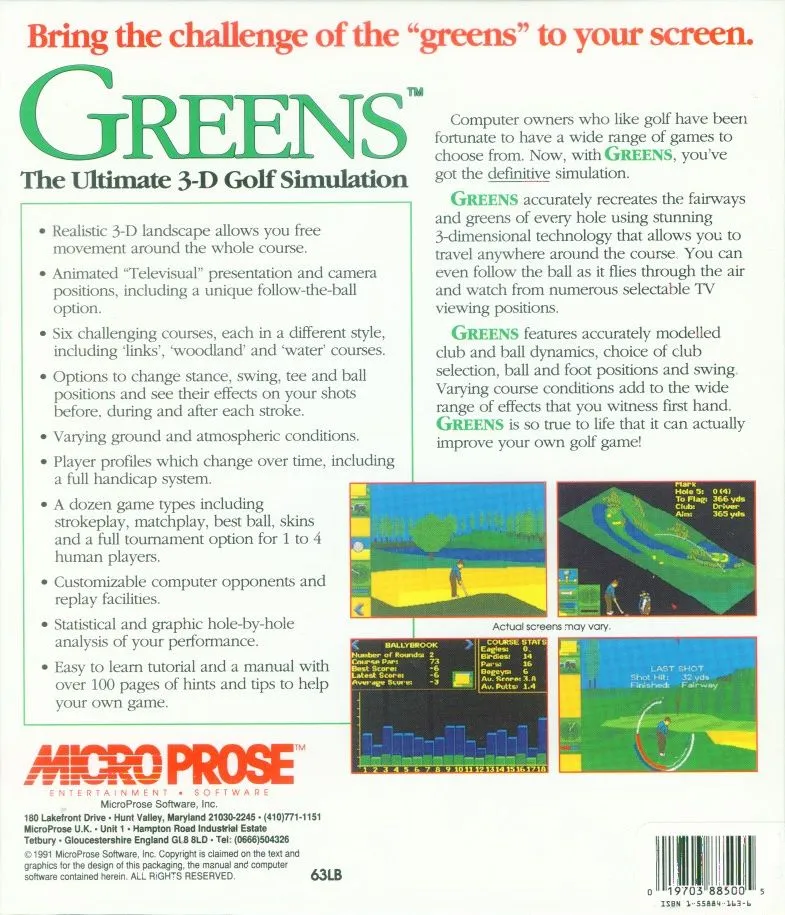 MicroProse Golf box back