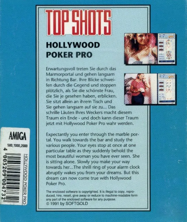 Hollywood Poker Pro box back