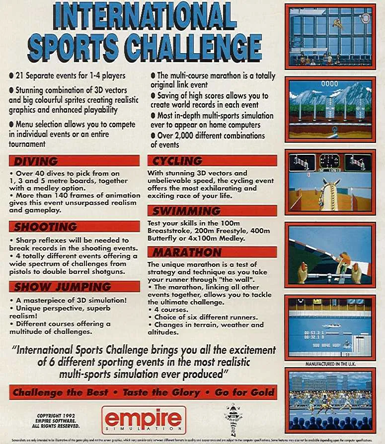 International Sports Challenge box back
