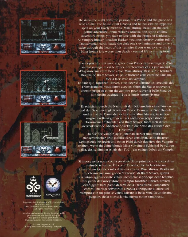 Bram Stoker's Dracula box back