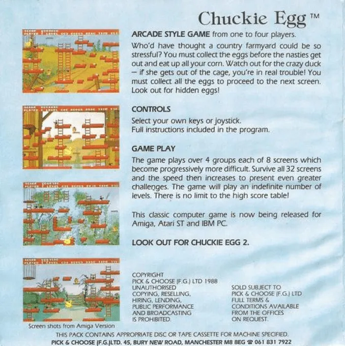 Chuckie Egg box back