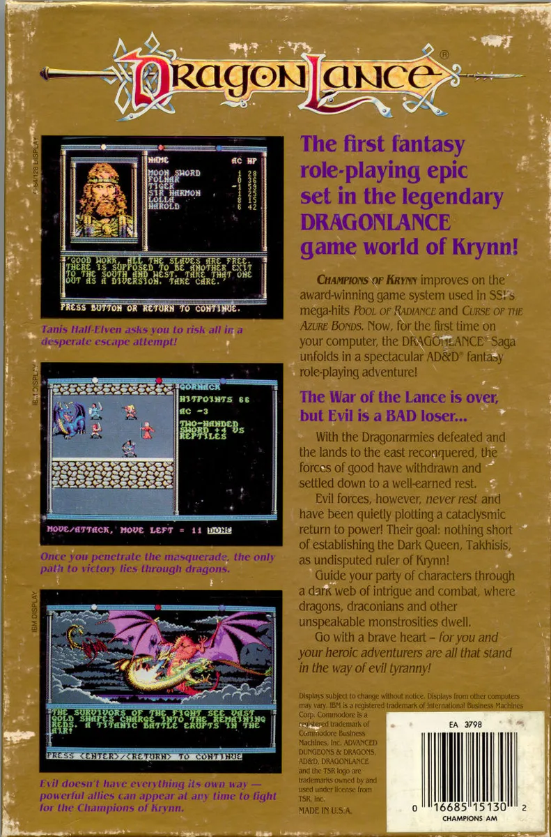Champions of Krynn box back