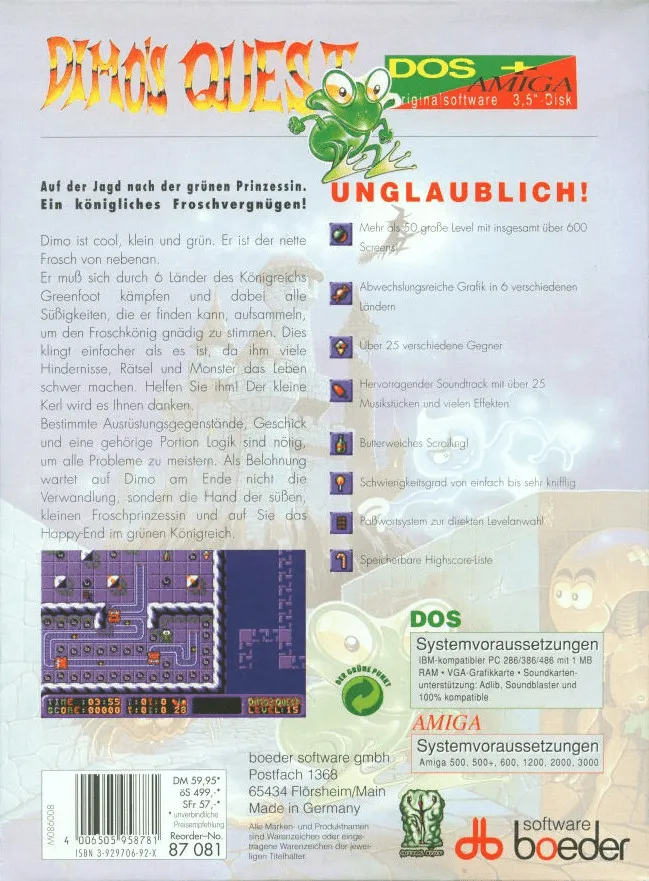 Dimo's Quest box back