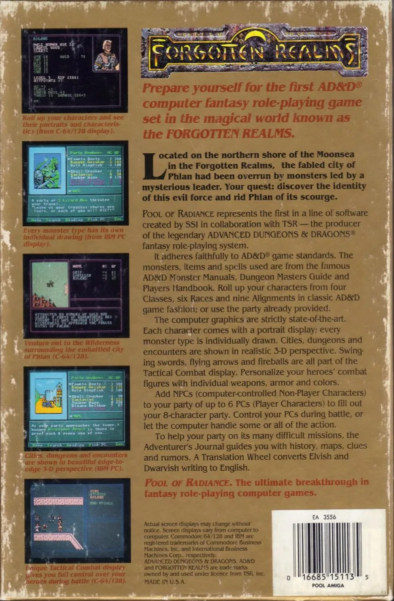 Pool of Radiance box back