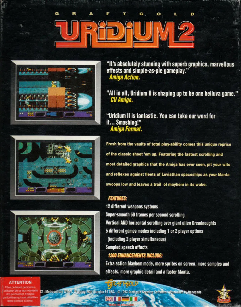 Uridium 2 box back