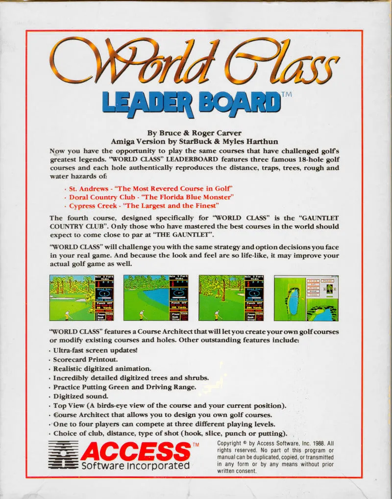 World Class Leader Board box back