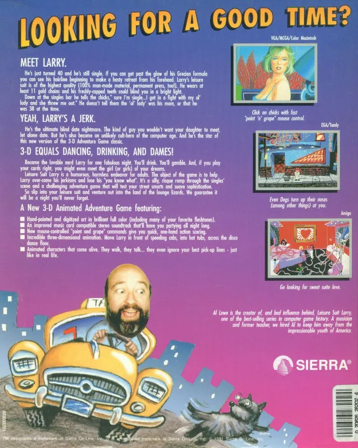 Leisure Suit Larry 1: In the Land of the Lounge Lizards box back