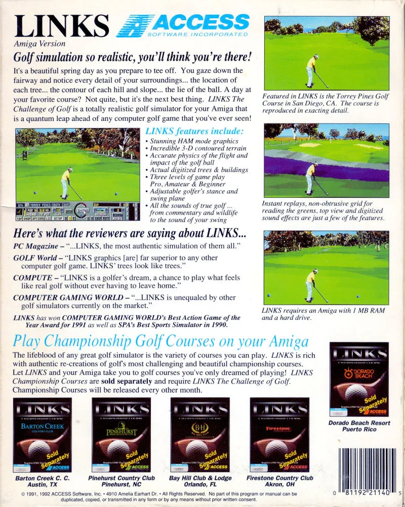Links: The Challenge of Golf box back