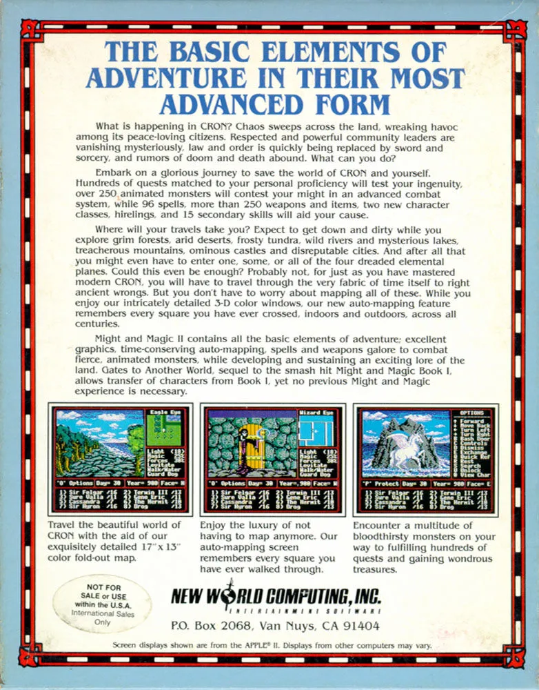 Might and Magic II box back