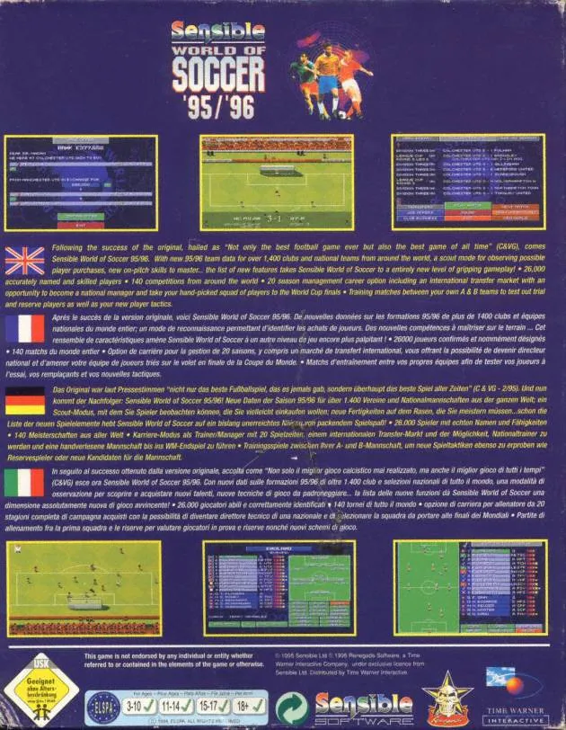 Sensible World of Soccer '95/'96: European Championship Edition box back