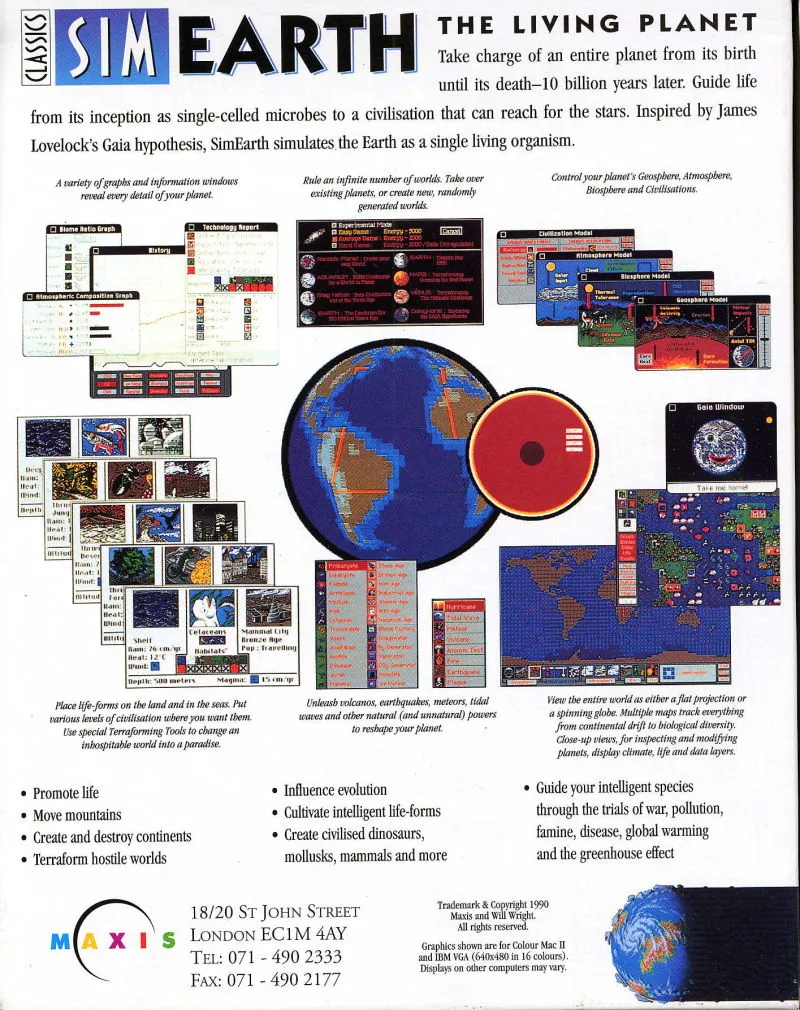 Sim Earth box back